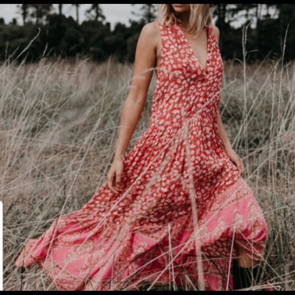 spell delirium maxi dress gold